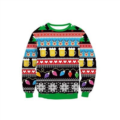 Dicetak Sweater O-neck Pria Natal