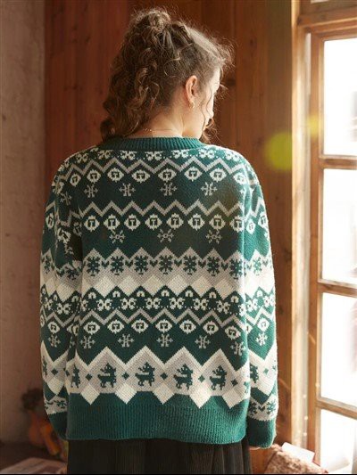 Sweater Liburan Natal Hijau Wanita Lucu